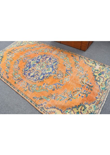 Türk Halısı, Eskitme Halı, Halı, 137 x 263 cm Turuncu Halı, Yün Banyo Halı, Dekoratif Alan Halı, 1130