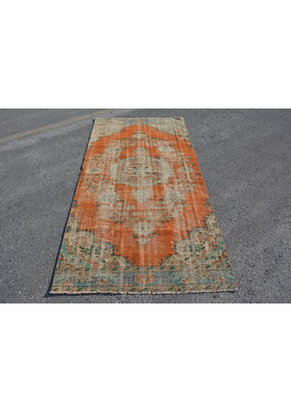 Türk Halısı, Eskitme Halı, Halı, 122 x 256 cm Turuncu Halı, Alan Halı, Dekoratif Alan Halı, 5238