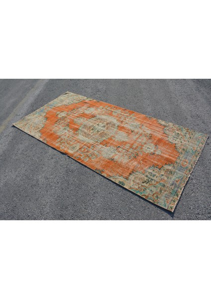 Türk Halısı, Eskitme Halı, Halı, 122 x 256 cm Turuncu Halı, Alan Halı, Dekoratif Alan Halı, 5238