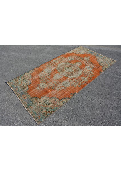Türk Halısı, Eskitme Halı, Halı, 122 x 256 cm Turuncu Halı, Alan Halı, Dekoratif Alan Halı, 5238