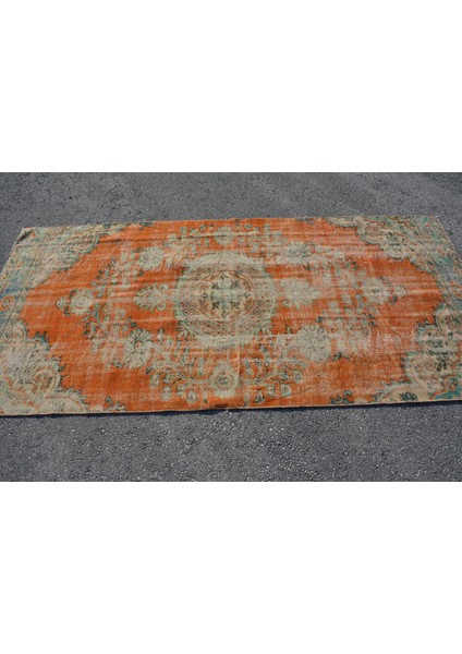 Türk Halısı, Eskitme Halı, Halı, 122 x 256 cm Turuncu Halı, Alan Halı, Dekoratif Alan Halı, 5238