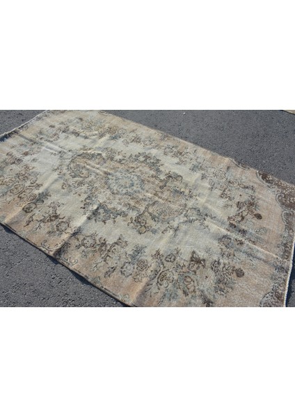 Türk Halısı, Eskitme Halı, Halı, 154 x 255 cm Bej Halı, Organik Büyük Halı, Kabilesı Yer Halı, 7776