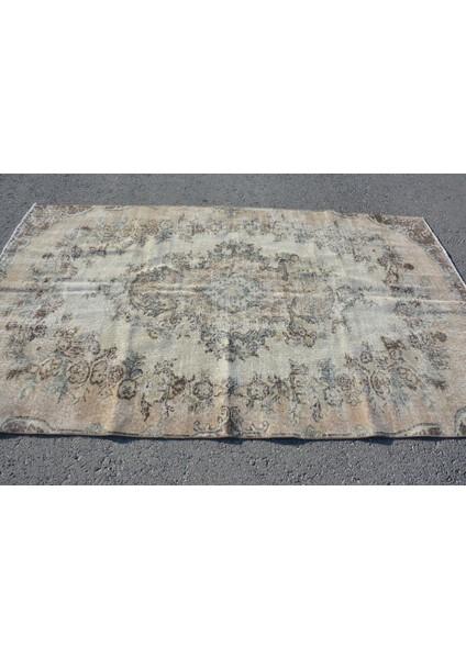 Türk Halısı, Eskitme Halı, Halı, 154 x 255 cm Bej Halı, Organik Büyük Halı, Kabilesı Yer Halı, 7776