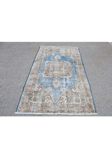 Eskitme Halı, Türk Halısı, Halı, 116 x 207 cm Mavi Halı, Ofice Banyo Halı, Banyo Halı, 4532