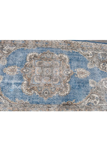 Eskitme Halı, Türk Halısı, Halı, 116 x 207 cm Mavi Halı, Ofice Banyo Halı, Banyo Halı, 4532