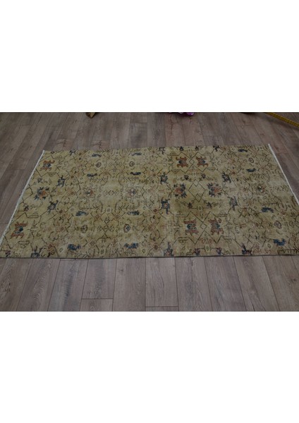 Eskitme Halı, Türk Halısı, Halı, 113 x 220 cm Bej Halı, El Dokuma Banyo Halı, Yün Alan Halı, 448 modelleri