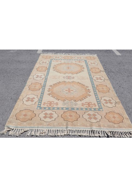 Türk Halısı, Eskitme Halı, Halı, 177 x 253 cm Bej Halı, Organik Oturma Odası Halı, 7324