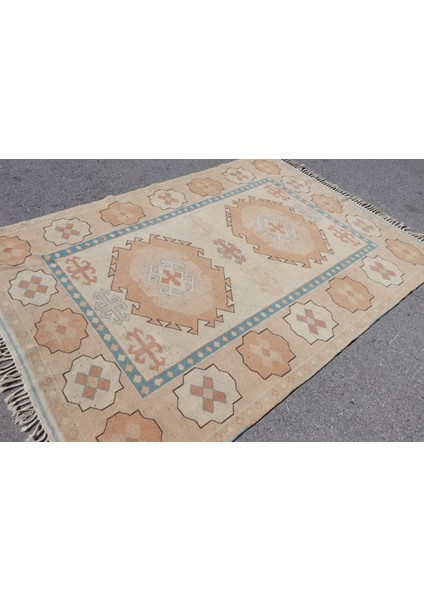 Türk Halısı, Eskitme Halı, Halı, 177 x 253 cm Bej Halı, Organik Oturma Odası Halı, 7324
