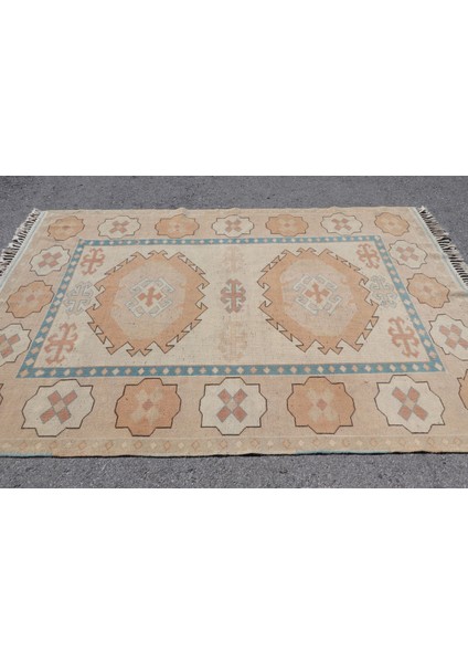 Türk Halısı, Eskitme Halı, Halı, 177 x 253 cm Bej Halı, Organik Oturma Odası Halı, 7324