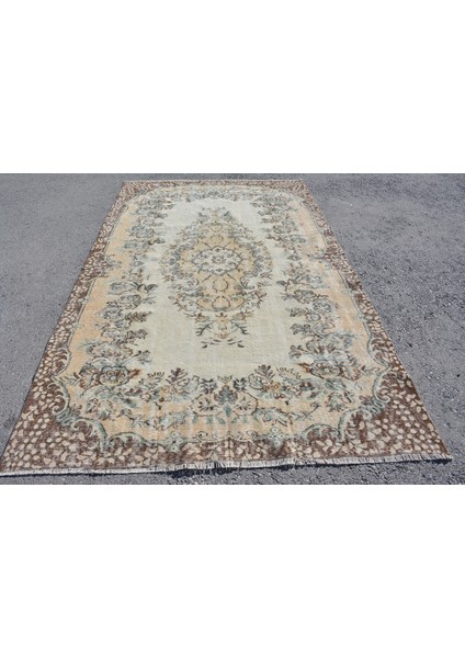 Eskitme Halı, Türk Halısı, Halı, 178 x 290 cm Bej Halı, Ofice Salon Halı, Dekoratif Oturma Odası Halı,