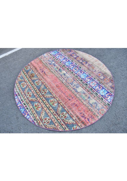 Eskitme Halı, Türk Halısı, Halı, 160 x 160 cm Mavi Halı, Ofice Banyo Halı, Bohemsı Banyo Halı, 6412