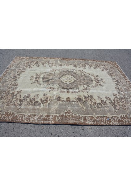 Eskitme Halı, Türk Halısı, Halı, 202 x 283 cm Bej Halı, Salon Halı, Dekoratif Yer Halı, 7289
