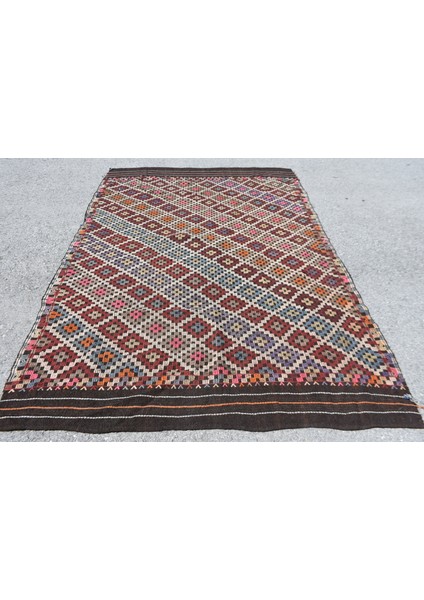 Eskitme Kilim, Türk Kilim, Large Kilim, 180 x 279 cm Kırmızı Kilim, Organik Kilim, Yersı Kilim, 9390