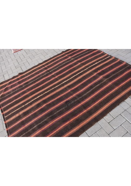 Türk Kilim, Eskitme Kilim, Large Kilim, 170 x 219 cm Siyah Kilim, El Yapımı Kilim, Oturma Odasısı Kili