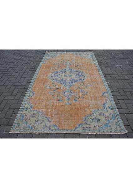 Türk Halısı, Eskitme Halı, Halı, 156 x 271 cm Turuncu Halı, Ofice Salon Halı, Dekoratif Büyük Halı, 9
