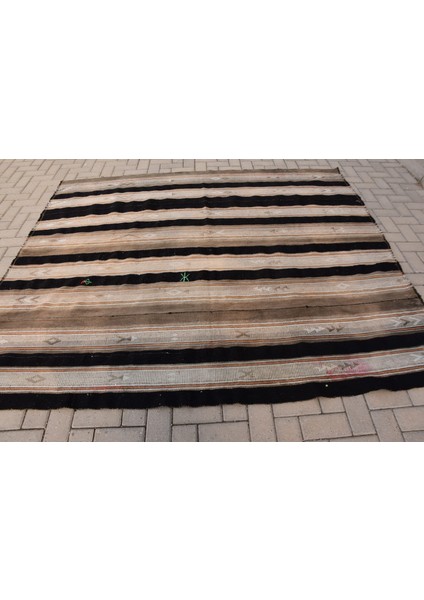 Eskitme Halı, Türk Halısı, Halı, 202 x 239 cm Bej Halı, El Dokuma Büyük Halı, Organik Yer Halı, 8139