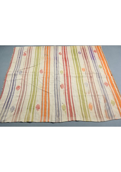 Eskitme Kilim, Türk Kilim, Area Kilim, 156 x 182 cm Turuncu Kilim, El Dokuma Kilim, Banyosı Kilim, 10