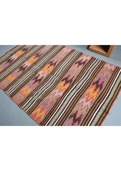 Türk Kilim, Eskitme Kilim, Area Kilim, 138 x 221 cm Siyah Kilim, El Yapımı Kilim, Banyosı Kilim, 1049