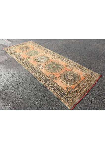 Eskitme Halı, Türk Halısı, Halı, 135 x 334 cm Mavi Halı, Dekoratif Oturma Odası Halı, 8026
