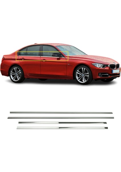 Bmw 3 Serisi F30 Krom Cam Çıtası 4 Prç 2012-2019 Arası Paslanmaz Çelik