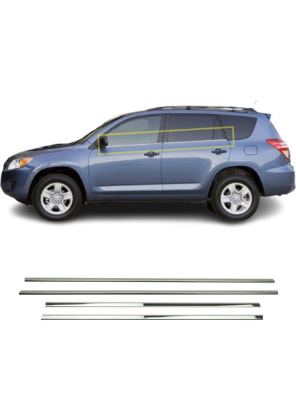 Toyota Rav4 Krom Cam Çıtası 4 Parça 2006-2012 Arası P.çelik