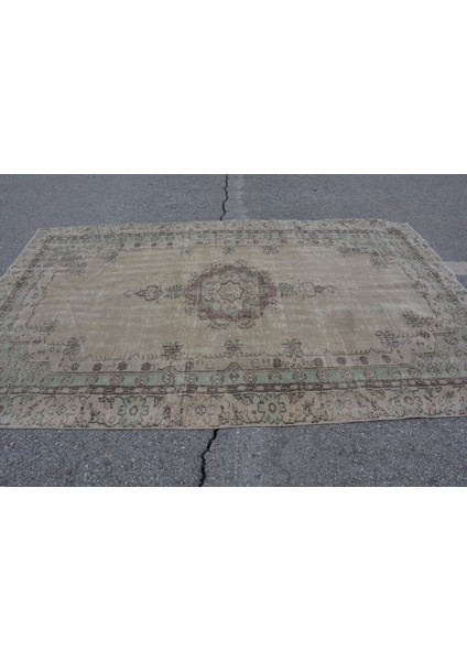 Eskitme Halı, Türk Halısı, Halı, 186 x 295 cm Bej Halı, Anadolusı Yer Halı, El Dokuma Salon Halı, 985