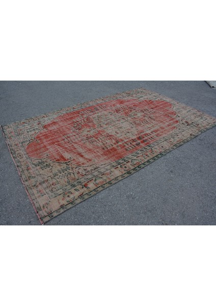 Türk Halısı, Eskitme Halı, Halı, 178 x 280 cm Kırmızı Halı, Bahçe Büyük Halı, El Dokuma Oturma Odası H