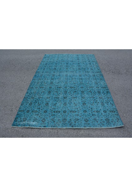 Türk Halısı, Eskitme Halı, Halı, 160 x 259 cm Mavi Halı, Salon Halı, Yer Halı, El Dokuma Büyük Halı,