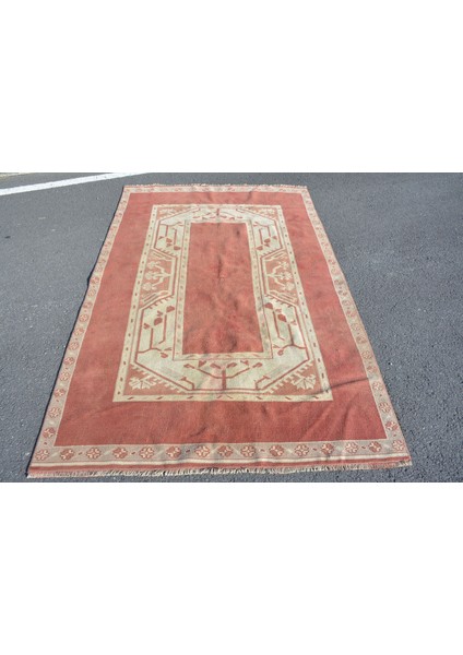 Eskitme Halı, Türk Halısı, Halı, 140 x 221 cm Sarı Halı, Yün Banyo Halı, Banyo Halı, 8656