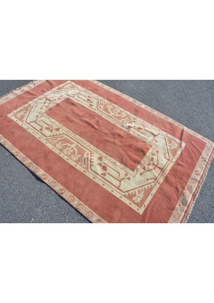 Eskitme Halı, Türk Halısı, Halı, 140 x 221 cm Sarı Halı, Yün Banyo Halı, Banyo Halı, 8656