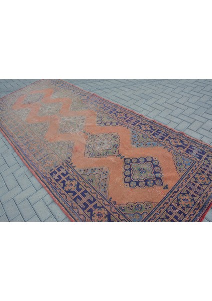 Türk Halısı, Eskitme Halı, Halı, 143 x 345 cm Mavi Halı, Ofice Salon Halı, Kabilesı Büyük Halı, 10967