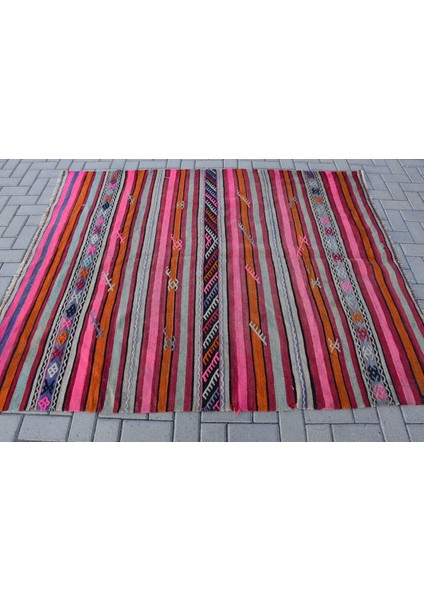 Eskitme Halı, Türk Halısı, Halı, 168 x 208 cm Pempe Halı, Bohemsı Banyo Halı, Bahçe Banyo Halı, 8156
