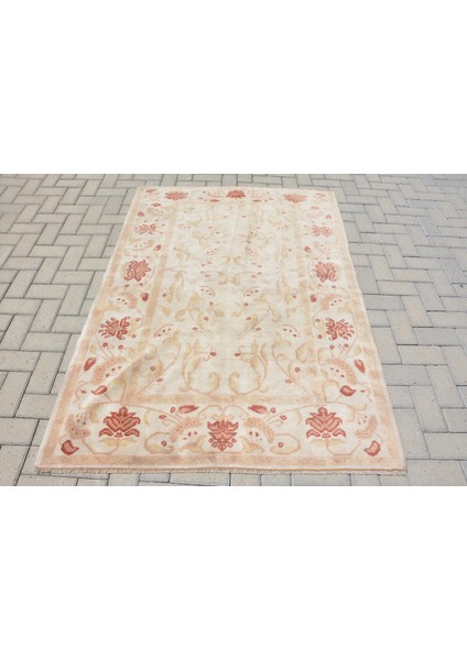 Eskitme Halı, Türk Halısı, Halı, 129 x 182 cm Bej Halı, El Dokuma Banyo Halı, El Yapımı Banyo Halı, 9