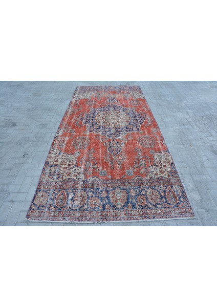 Eskitme Halı, Türk Halısı, Halı, 143 x 322 cm Mavi Halı, Dekoratif Salon Halı, Salon Halı, 10954