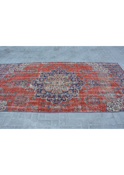 Eskitme Halı, Türk Halısı, Halı, 143 x 322 cm Mavi Halı, Dekoratif Salon Halı, Salon Halı, 10954