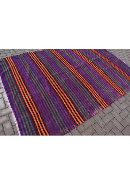Türk Halısı, Eskitme Halı, Halı, 193 x 279 cm Turuncu Halı, Oturma Odası Halı, Dekoratif Büyük Halı,