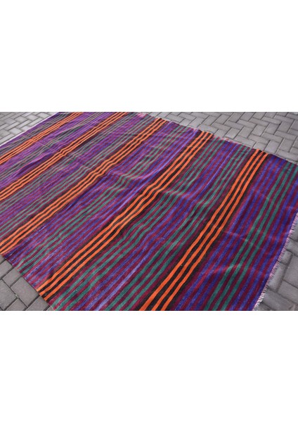 Türk Halısı, Eskitme Halı, Halı, 193 x 279 cm Turuncu Halı, Oturma Odası Halı, Dekoratif Büyük Halı,