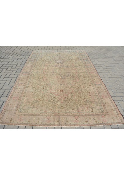 Türk Halısı, Eskitme Halı, Halı, 186 x 279 cm Bej Halı, El Dokuma Yer Halı, Bohemsı Salon Halı, 10937