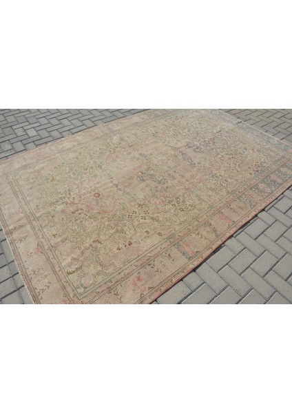 Türk Halısı, Eskitme Halı, Halı, 186 x 279 cm Bej Halı, El Dokuma Yer Halı, Bohemsı Salon Halı, 10937