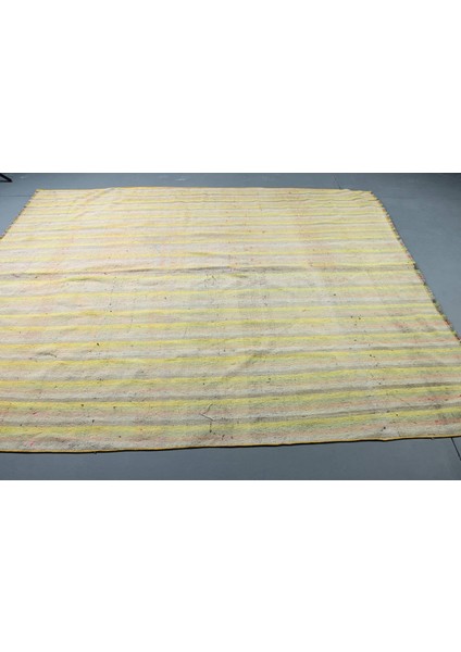 Türk Halısı, Eskitme Halı, Halı, 207 x 264 cm Sarı Halı, El Dokuma Yer Halı, Dekoratif Büyük Halı, 82 modelleri