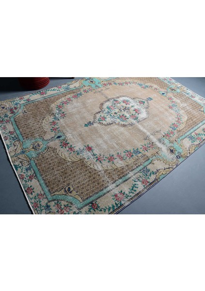 Türk Halısı, Eskitme Halı, Halı, 192 x 284 cm Bej Halı, Anadolusı Oturma Odası Halı, 8400