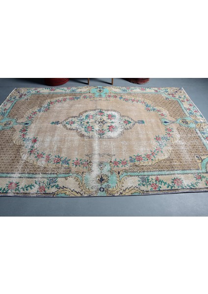 Türk Halısı, Eskitme Halı, Halı, 192 x 284 cm Bej Halı, Anadolusı Oturma Odası Halı, 8400