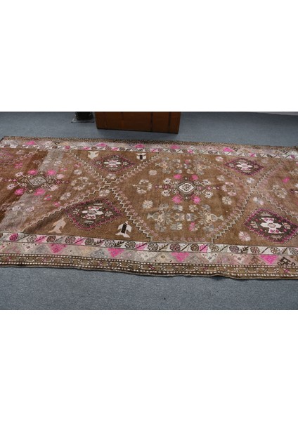 Türk Halısı, Eskitme Halı, Halı, 168 x 341 cm Kahverengi Halı, Organik Büyük Halı, 11954