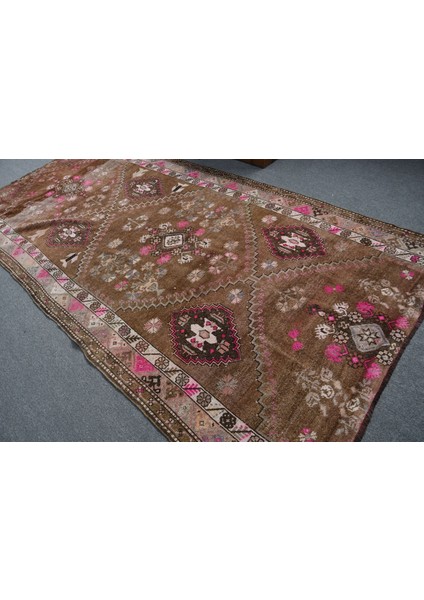 Türk Halısı, Eskitme Halı, Halı, 168 x 341 cm Kahverengi Halı, Organik Büyük Halı, 11954