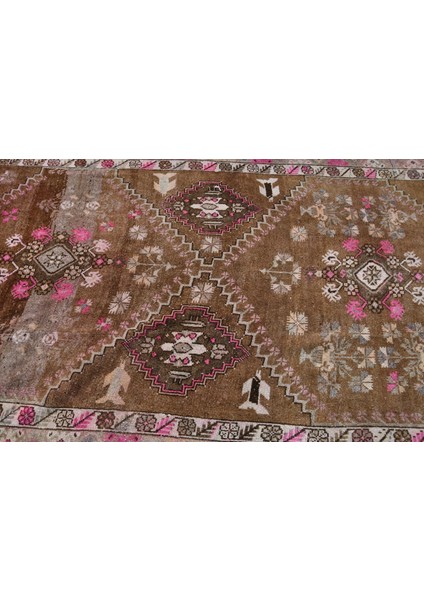Türk Halısı, Eskitme Halı, Halı, 168 x 341 cm Kahverengi Halı, Organik Büyük Halı, 11954
