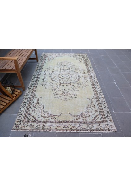 Türk Halısı, Eskitme Halı, Halı, 143 x 260 cm Bej Halı, Banyo Halı, Yün Banyo Halı, 4458