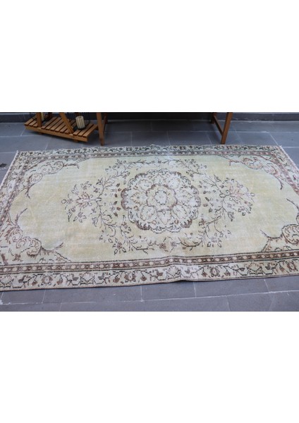 Türk Halısı, Eskitme Halı, Halı, 143 x 260 cm Bej Halı, Banyo Halı, Yün Banyo Halı, 4458