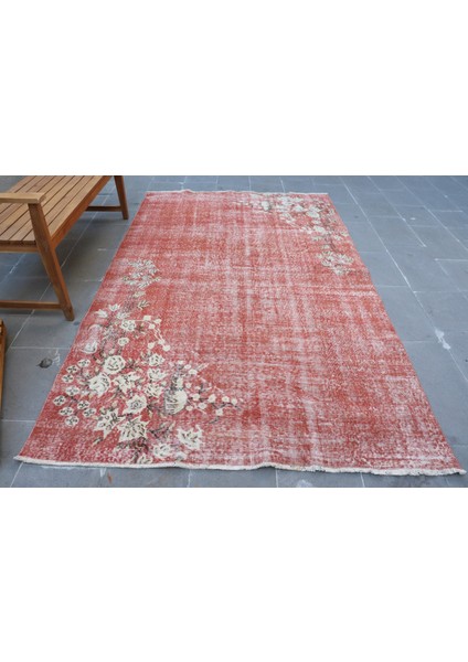 Türk Halısı, Eskitme Halı, Halı, 157 x 257 cm Kırmızı Halı, Dekoratif Büyük Halı, 4606