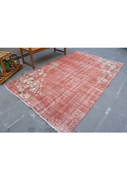 Türk Halısı, Eskitme Halı, Halı, 157 x 257 cm Kırmızı Halı, Dekoratif Büyük Halı, 4606