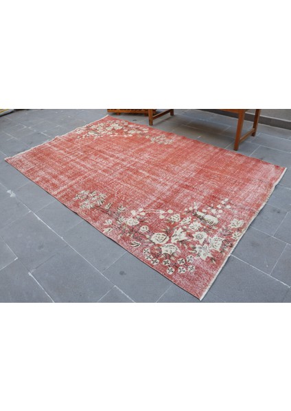 Türk Halısı, Eskitme Halı, Halı, 157 x 257 cm Kırmızı Halı, Dekoratif Büyük Halı, 4606